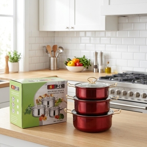 Colored Combined Stainless Steel Soup <b>Pot</b> <b>Set</b> with Wire Handle and Glass Lid for Modern Home Daily Kitchen Cooking - Product Image 2