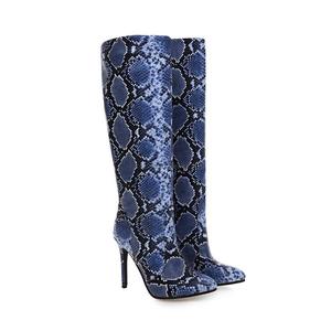 En gros longue style <span class=keywords><strong>serpent</strong></span> <span class=keywords><strong>python</strong></span> en cuir talons hauts chaussures femmes rouge bootie Chaussures - Product Image 4