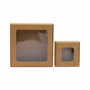 Kotak Kemasan Kartu Kertas Kerajinan Hadiah Kecil Dengan Jendela PVC Kotak Hadiah Kertas Kraft Mengkilap Kustom untuk Sabun Batang - Product Image 4
