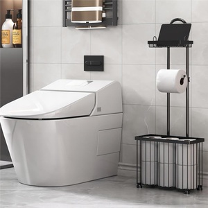 Porte-rouleau de papier toilette moderne en fer avec rangement pour salle de bain et hôtel, support pour tablette - Design écologique - Product Image 2