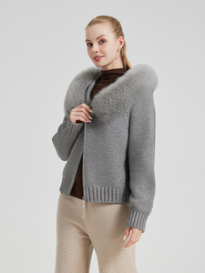 <span class=keywords><strong>Cardigan</strong></span> con colletto in vera <span class=keywords><strong>pelliccia</strong></span> QC24048 <span class=keywords><strong>Cardigan</strong></span> maglione <span class=keywords><strong>pelliccia</strong></span> - Product Image 4