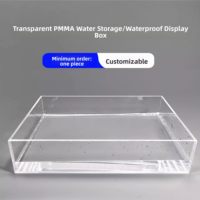 Boîte transparente en acrylique étanche avec couvercle anti-poussière, plateau de rangement intégré, présentoir pour aquarium, réservoir d'eau, personnalisation en feuille d'acrylique