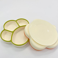 Nouvelle assiette en silicone OEM/ODM avec ventouse intégrée en forme de patte de chat, assiette à repas pour bébé avec compartiments