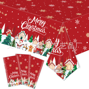 Kit de fournitures pour fête de Noël, nappe jetable, assiettes, couverts, décorations sur le thème traditionnel rouge et vert - Product Image 2