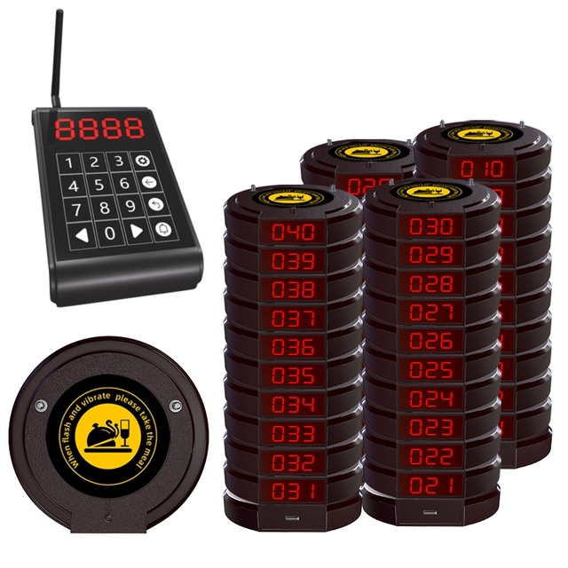 40 Coaster Pagers+1 Keypad Restaurant Wireless Guest Pager System Food Court Mini Buzzer Guest coaster Pager System