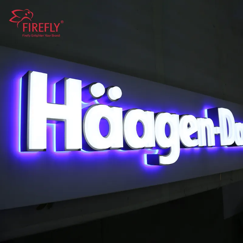 Letrero con logotipo LED iluminado frontal, letrero con letra 3D para exteriores, letrero personalizado para exteriores, letrero comercial para minoristas