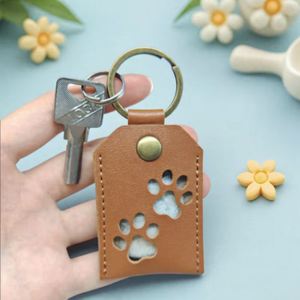 Durable Holder Cute Paw Keychain Faux Leather Pet <b>Memorial</b> Goods Portable Dog Hair Amulet Case Bag Charm <b>Gift</b> - Product Image 1