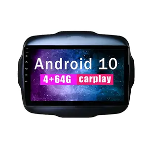 Kit multimídia universal 10 polegadas, para jeep renegad 2014-2018, android, carro, dvd player, painel de controle, navegação gps, rádio, dvd
