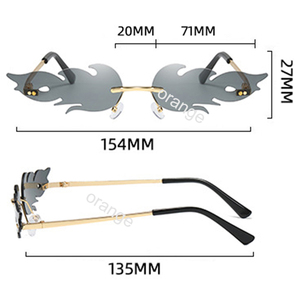 แว่นกันแดดทรงแปลกตาสำหรับผู้หญิงผู้ชาย กรอบโลหะไร้ขอบ แว่นกันแดดแฟชั่นสำหรับงานปาร์ตี้ สีลูกกวาด - Product Image 5