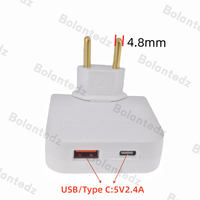 Adaptateur de chargeurs d'extension EU 4 en 1, convertisseur de prise rotatif à 180 degrés pour la charge de téléphone portable avec prise USB et type C
