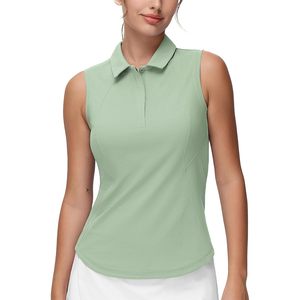 Camiseta Polo sin Mangas para Mujer, Cuello Tipo Polo, Corte Ajustado, Transpirable, para Ejercicio o Golf, 100% Poliéster Tejido, Ropa Deportiva - Product Image 1