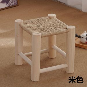Mini taburete de ratán marroquí, muebles interiores cuadrados de madera, reposapiés acolchado y otomanos para soporte y almacenamiento - Product Image 1