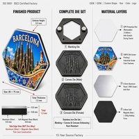 Imán de Recuerdo Original de Fábrica de Barcelona, España, Imán para Refrigerador de Aluminio de 1.3 mm de Grosor, Imán para Refrigerador con Relieve 3D al por Mayor