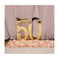 Décoration de toile de fond pour mariage et anniversaire (cinquante ans) – Grandes lettres dorées en acrylique, grands chiffres pour fêtes