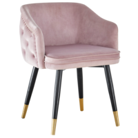 <strong>Best</strong> <strong>Selling</strong> Home Furniture Pink Velvet Light <strong>Luxury</strong> Dining <strong>Chair</strong> <strong>Arm</strong> <strong>Chair</strong> with Metal Legs Dining Room Furniture