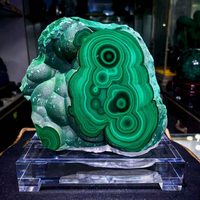 Tranche de malachite naturelle polie en gros, spécimen minéral de malachite rayée, pierre de malachite pour la décoration intérieure et la collection de cristaux