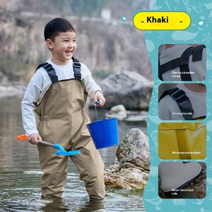 Équipement de pluie demi-longueur résistant à l'usure pour enfants Pantalon de wading imperméable pour enfants Pantalon de pêche à la poitrine pour enfants Pantalon de conduite en mer à deux couches - Product Image 3
