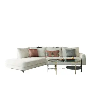 Sofá nórdico ligero de lujo, estilo minimalista, rojo, diseño italiano, en forma de L