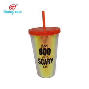 Tazza colorata Bubble Tea plastica doppia parete plastica Halloween con tazze e piattini <span class=keywords><strong>per</strong></span> <span class=keywords><strong>feste</strong></span> in paglia supporto Super mercati, <span class=keywords><strong>negozi</strong></span> di regali - Product Image 3