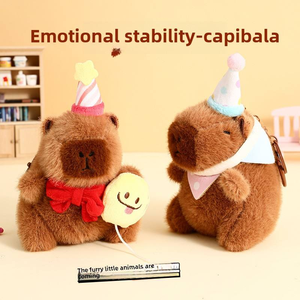 Porte-clés léger Capybara doux animaux mignons jouets en peluche poupées en peluche Collection sac d'accessoires avec porte-clés pour anniversaire Capibaras - Product Image 4
