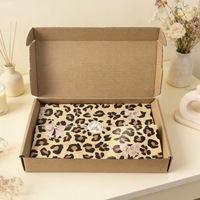 Papier de soie imprimé personnalisé motif léopard beige 17 g/m² pour emballage de T-shirts, emballage cadeau de marque, décoration de fête d'anniversaire