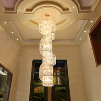 Lustre en cristal doré cylindrique pour hall d'hôtel nordique, escalier en spirale, villa duplex, hôtel