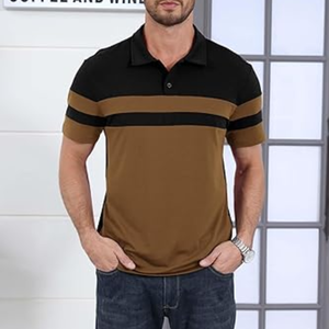 Polo de golf pour homme à rayures colorées, manches courtes, respirant, séchage rapide, tricoté, sport, décontracté - Product Image 2