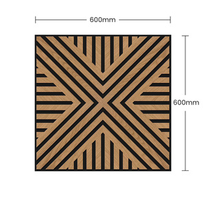 Panneau acoustique en bois géométrique 3D breveté 60x60cm finition chêne avec rainures pour décoration murale insonorisante Panneau mural acoustique en bois - Product Image 6