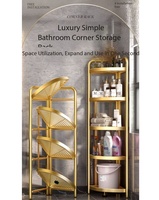 Étagère de rangement triangulaire en métal de luxe, sur pied, pour salles de bain domestiques