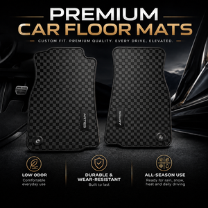 Tapis de voiture personnalisés antidérapants et imperméables en caoutchouc latex à motif damier rouge, <span class=keywords><strong>bleu</strong></span>, noir, blanc - Product Image 4