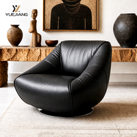 Fauteuil individuel ergonomique en cuir véritable de style minimaliste italien pour salon, bureau à domicile, fauteuil de détente pivotant