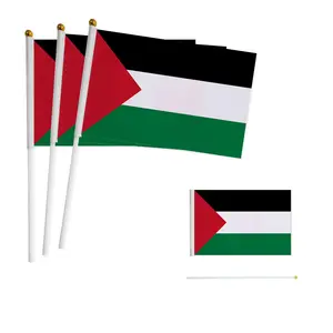 Vente en gros Mini drapeau de pays national de Palestine à main avec tige en plastique