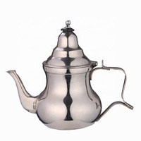 Théière marocaine en acier inoxydable avec poignée en bakélite noire, 1,3 L et 1,6 L, pour café turc, thé, bouilloire, pot à eau