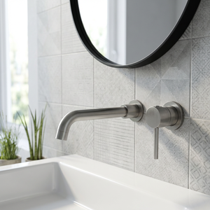 Miscelatore per lavabo a parete con maniglia singola Miscelatore per lavabo a leva singola Rubinetti per bagno con bocca lunga - Product Image 4