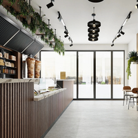 Vitrine de présentation en acier inoxydable avec cadre métallique et veinage de marbre pour magasin de vente au détail de shawarma industriel naturel