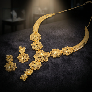 Gold Plated Micro Forming Necklaces Set Wedding Special Occasion Fashion Jewelry Women Brass - Product Image 2