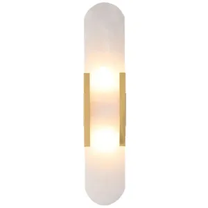 Nordic Simple Spanish Natural Marble LED Wall Lamp Living Room Bedroom Aisle Stairs Copper Wall Sconce Surface Mount