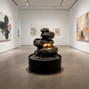 Fontaine d'eau de table en pierre de <span class=keywords><strong>rivière</strong></span> empilée avec lumière LED - Product Image 3