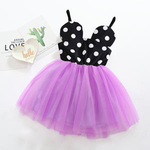 Vestido de tirantes sin espalda de gasa con lunares morado para bebé niña recién nacida, dulce y encantador, verano 2021 - Product Image 2