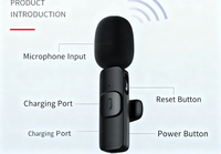 Mikrofon Lavalier Cardioid nirkabel portabel, Mini plastik iPhone Android Audio/Video rekaman Mic Desktop siaran langsung baru