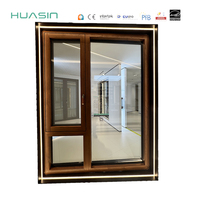 Ventanas de Aluminio con Revestimiento de Madera, Estilo Europeo, Personalizadas por Huasin, con Arco de Vidrio Doble, Certificación NFRC, Apertura Interior