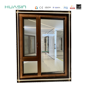 <span class=keywords><strong>Ventanas</strong></span> de Aluminio con Revestimiento de Madera, Estilo Europeo, Personalizadas por Huasin, con Arco de Vidrio Doble, Certificación NFRC, Apertura Interior - Product Image 1