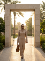 Robe longue maxi en maille côtelée respirante style Dubaï 2026 pour femme – Mode Moyen-Orient