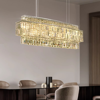 Lustre suspendu rectangulaire et rond en cristal LED dimmable pour hôtel, villa, hall, salle à manger, chambre
