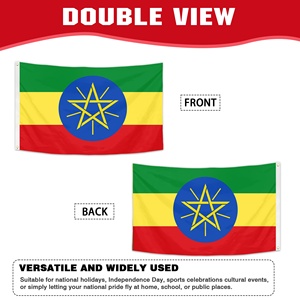 Bandera Nacional de Etiopía Personalizada al por Mayor, 90x150cm, Bandera Etiopía Verde Amarillo Rojo con Estrella, Impresión Digital, Poliéster 100D - Product Image 3