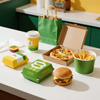 Boîte en papier alimentaire anti-graisse personnalisable, écologique, étanche, pour emporter, pour hamburgers, frites, poulet frit, pizza