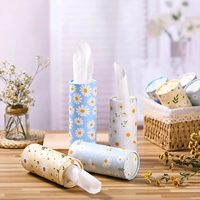 Emballage de boîte de mouchoirs en papier de soie en boîte cylindrique ronde imprimée personnalisée Boîte de tube de papier de soie de cylindre écologique pour voiture