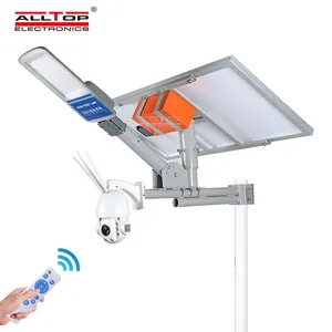 ALLTOP Remote Kontrol Nirkabel 80W Monitor Solar Street Light dengan 4G/Wifi Kamera Cctv