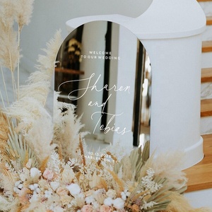 Panneau de bienvenue de mariage en acrylique miroir argenté personnalisé, élégant panneau cintré pour <span class=keywords><strong>cérémonie</strong></span> et réception, décoration de fête de mariage - Product Image 3