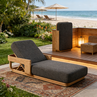 Chaise longue de luxe moderne en teck imperméable pour projets hôteliers, piscine, patio, jardin, complexe hôtelier, villa, transat de jardin